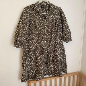 Esby Apparel olive Button-Front Floral Print Shirt